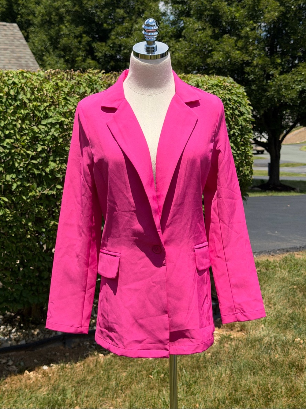 NEW Happily Grey Hot Pink Tailored Stretch Blazer Barbiecore Career Jacket‎